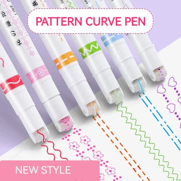6Pcs/Set Flower Line Shape Highlighter Pen Roller Tip Curve Liner Marker Kawaii Korean Stationery School Office Supplies Gifts - Trend Vibes -
