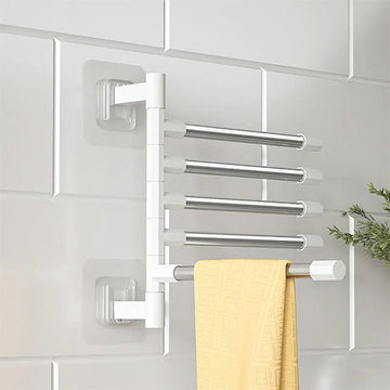 1 peça de suporte giratório para toalhas de parede para cozinha e banheiro, prateleira para banheiro, haste de suspensão multicamadas, pasta sem costura, suporte dobrável para toalhas
