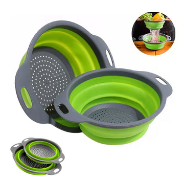 Cesta de limpeza e drenagem de vegetais e frutas de silicone, cesta de limpeza, rede de filtro de água dobrável, utensílios de cozinha
