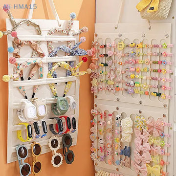 Organizador de grampos de cabelo com laços para pendurar na parede, grande capacidade, suporte para faixa de cabeça para meninas, óculos de sol, cabide para armazenamento doméstico, acessório que economiza espaço