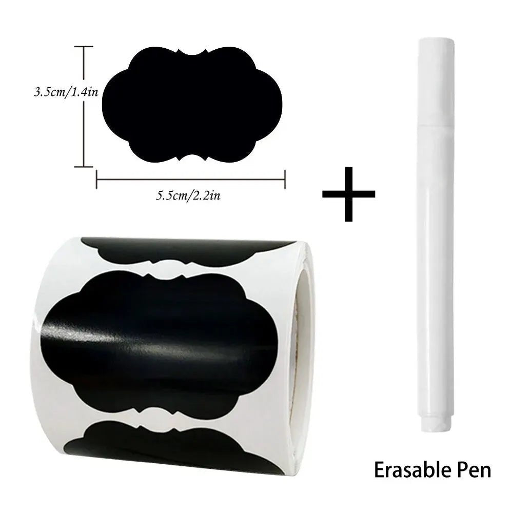 120Pcs/Roll 3 Styles Removable Blackboard Stickers With Erasable Pen Waterproof Chalkboard Labels 1.4*2.2in for Home & Kitchen - Trend Vibes - 