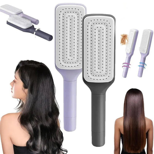 1/2pcs Rotatable Self Cleaning Hair Brush Massage Air Cushion Comb Magic Retractable Self - Cleaning Massage Brush Telescopic Comb - Trend Vibes - 