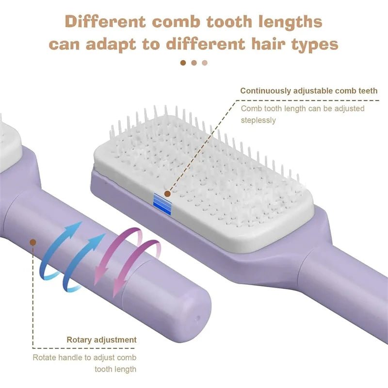 1/2pcs Rotatable Self Cleaning Hair Brush Massage Air Cushion Comb Magic Retractable Self - Cleaning Massage Brush Telescopic Comb - Trend Vibes - 