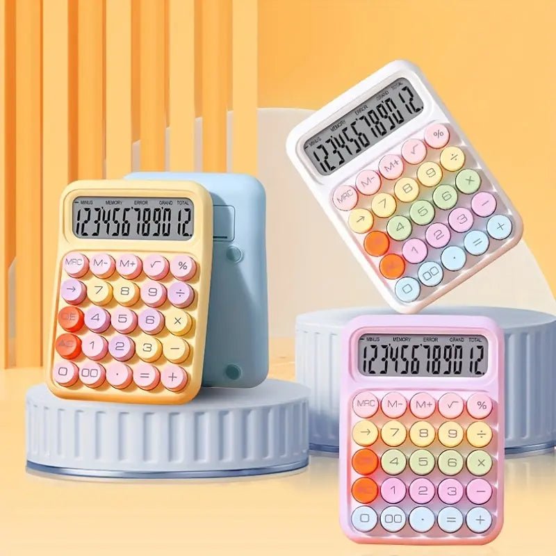 1pc Keyboard Calculator Office 12 - digit Mechanical Calculator Cute Candy Color Calculator Desktop Stationery - Trend Vibes - 