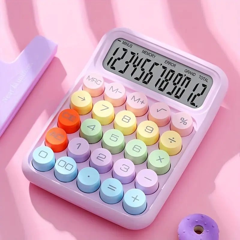 1pc Keyboard Calculator Office 12 - digit Mechanical Calculator Cute Candy Color Calculator Desktop Stationery - Trend Vibes - 