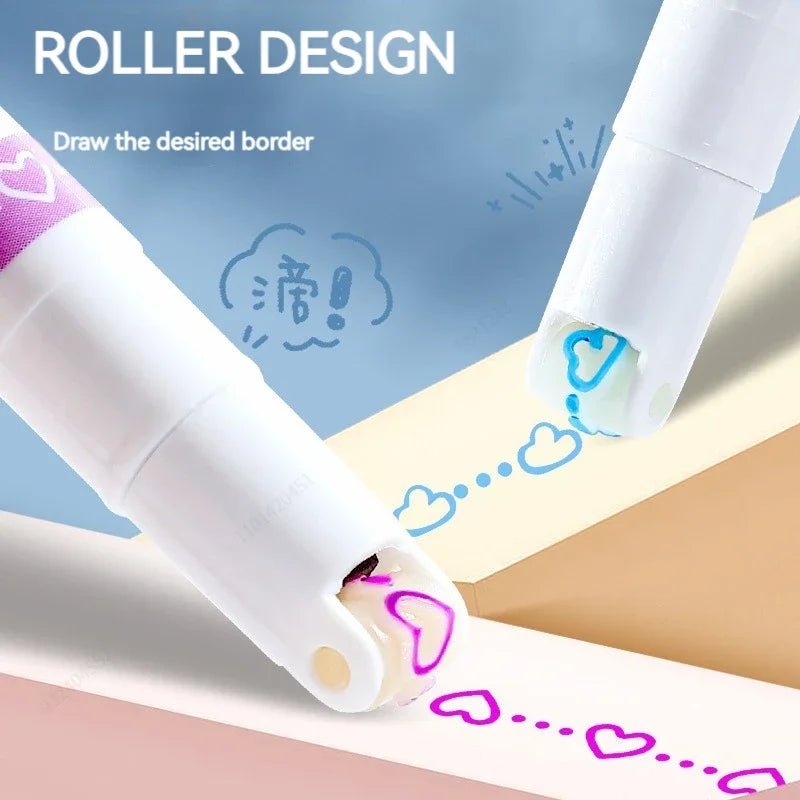 6Pcs/Set Flower Line Shape Highlighter Pen Roller Tip Curve Liner Marker Kawaii Korean Stationery School Office Supplies Gifts - Trend Vibes - 
