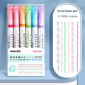 6Pcs/Set Flower Line Shape Highlighter Pen Roller Tip Curve Liner Marker Kawaii Korean Stationery School Office Supplies Gifts - Trend Vibes - 