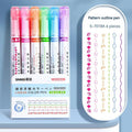 6Pcs/Set Flower Line Shape Highlighter Pen Roller Tip Curve Liner Marker Kawaii Korean Stationery School Office Supplies Gifts - Trend Vibes - 