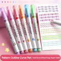 6Pcs/Set Flower Line Shape Highlighter Pen Roller Tip Curve Liner Marker Kawaii Korean Stationery School Office Supplies Gifts - Trend Vibes - 
