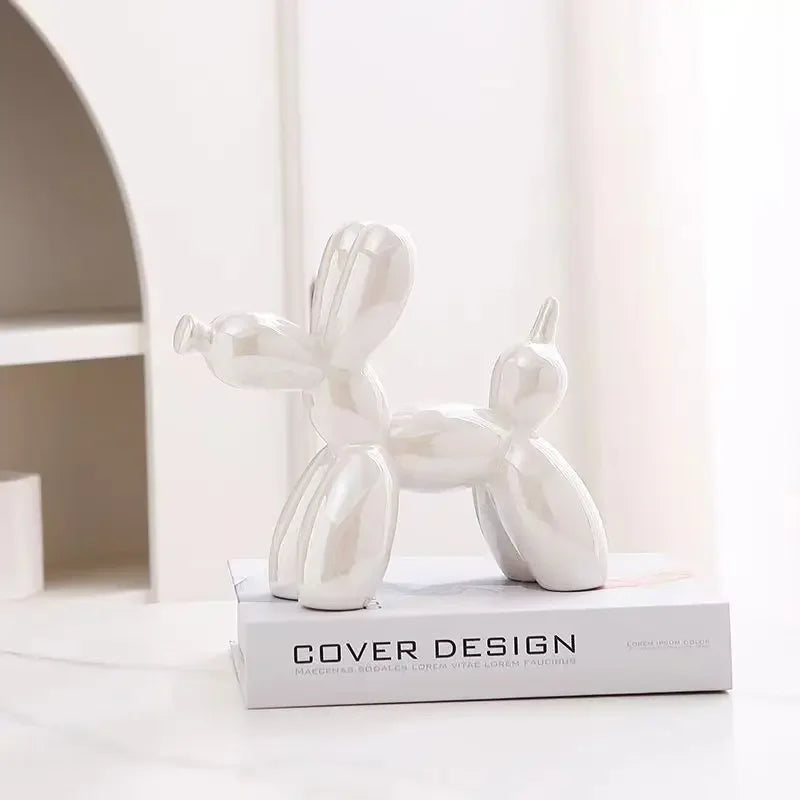 Nordic Ceramic Balloon Dog Abstract Ornament Creative Sculpture Study Room Statue Home Office Accessories Festival Decoration - Trend Vibes