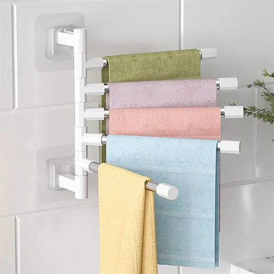 1 peça de suporte giratório para toalhas de parede para cozinha e banheiro, prateleira para banheiro, haste de suspensão multicamadas, pasta sem costura, suporte dobrável para toalhas