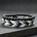Earth & Fire Artisan Set – Coconut Husk & Lava Stone Bracelet - Trend Vibes