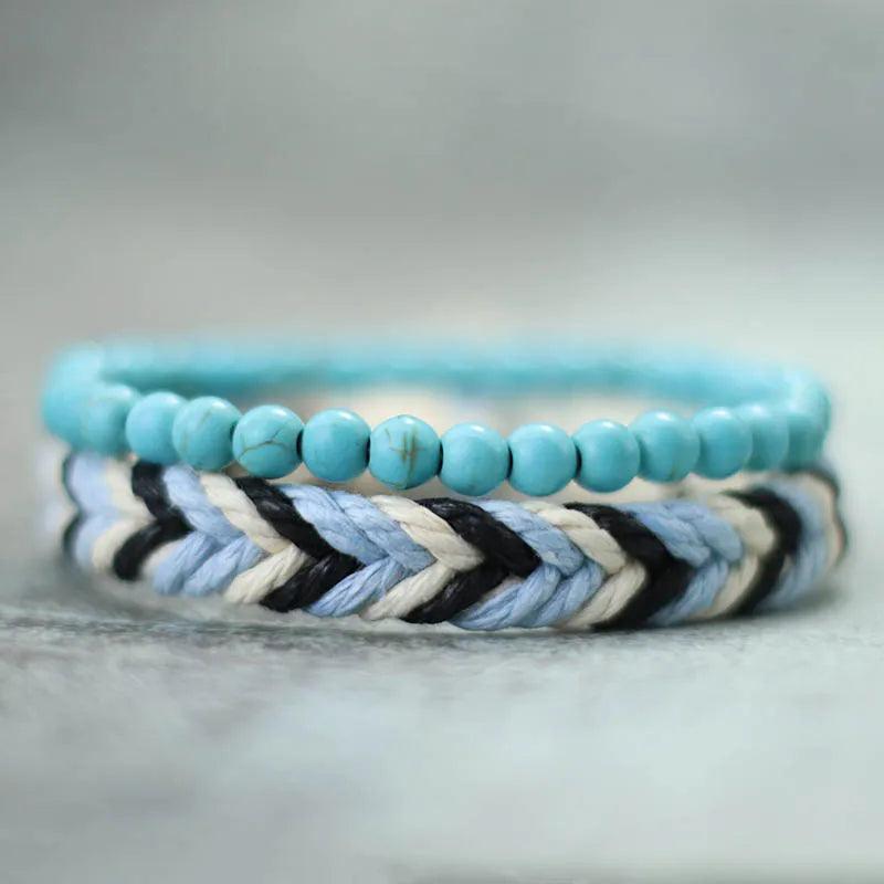 Earth & Fire Artisan Set – Coconut Husk & Lava Stone Bracelet - Trend Vibes