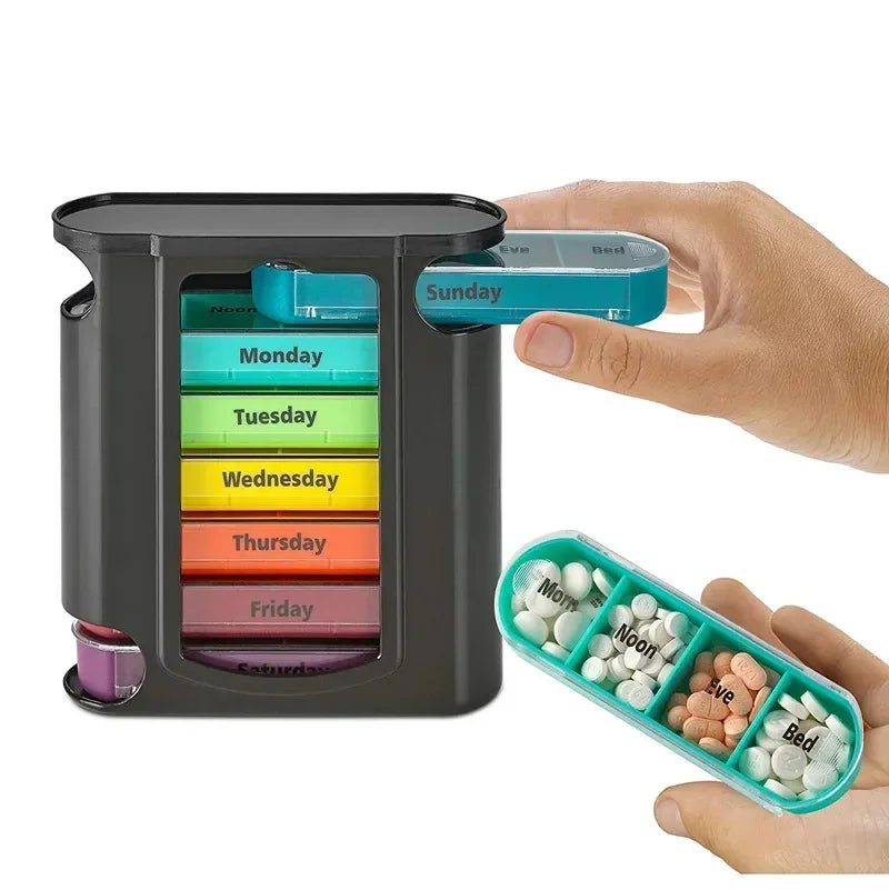 DoseDeck 28-Grid Pill Organizer – Weekly Pill Box with Removable Trays - Trend Vibes