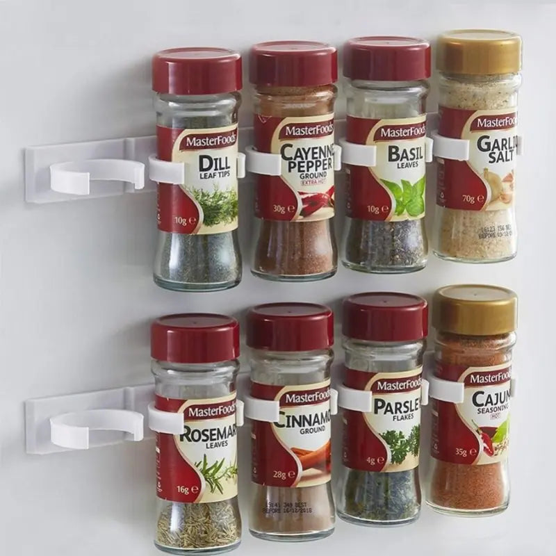Suporte de parede para frascos de temperos, 2 peças, suporte de plástico cinza para cozinha, suporte para frascos de temperos, ferramenta de armazenamento de cozinha