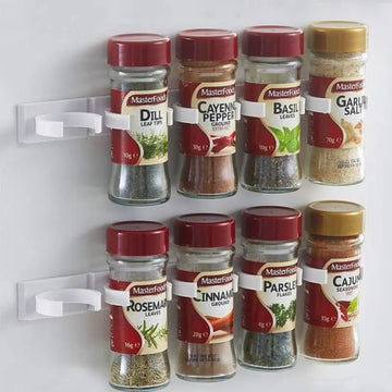 Suporte de parede para frascos de temperos, 2 peças, suporte de plástico cinza para cozinha, suporte para frascos de temperos, ferramenta de armazenamento de cozinha