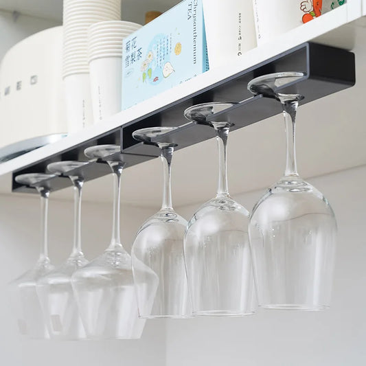 1 peça suporte para pendurar taças de vinho sem furos para sala de estar e cozinha, suporte para pendurar taças de vinho tinto de cabeça para baixo