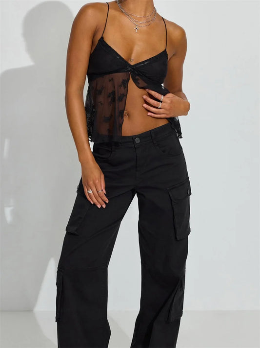 Midnight Bloom Crop Cami - Trend Vibes