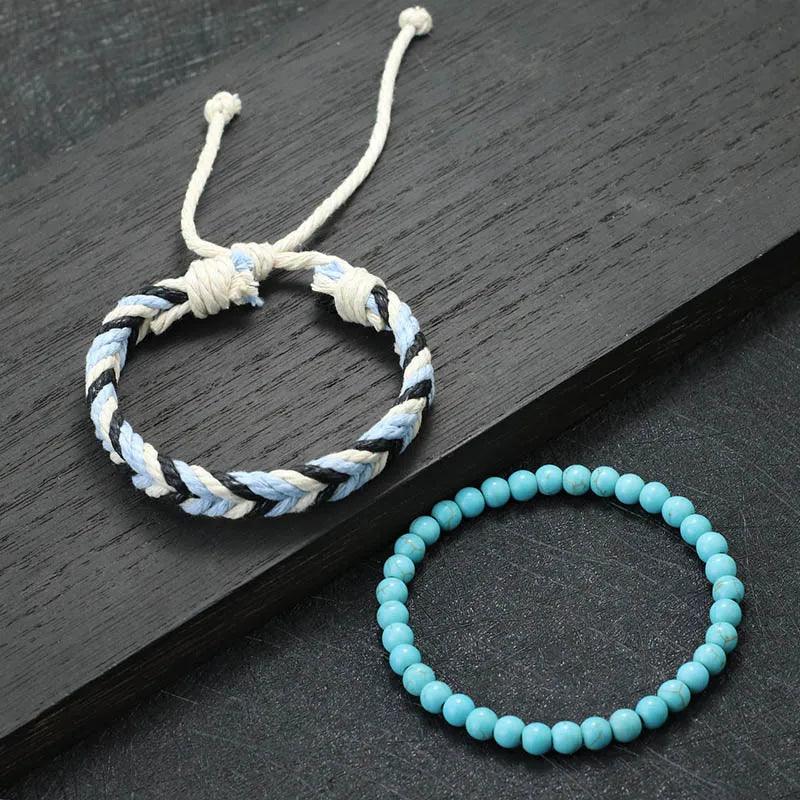 Earth & Fire Artisan Set – Coconut Husk & Lava Stone Bracelet - Trend Vibes