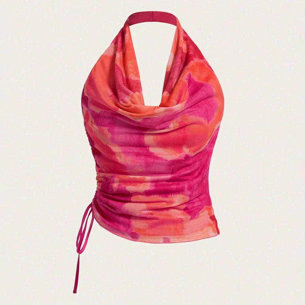Sunset Ruching Halter - Trend Vibes