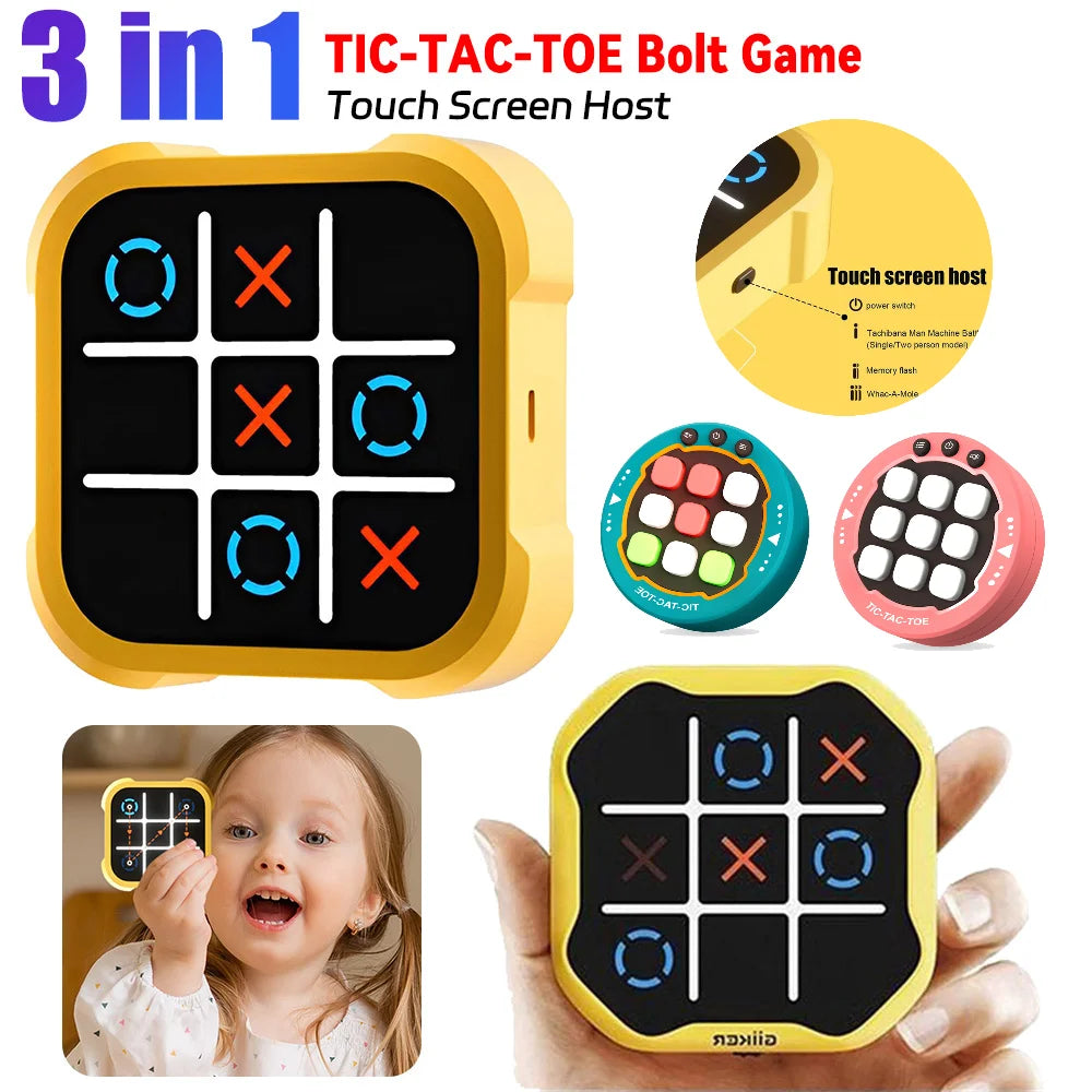 3 in 1 Tic-Tac-Toe Game Handheld Puzzle Game Console Electronic Children's Electronic Toys Chess Board Game Kids Creative Gifts - Trend Vibes