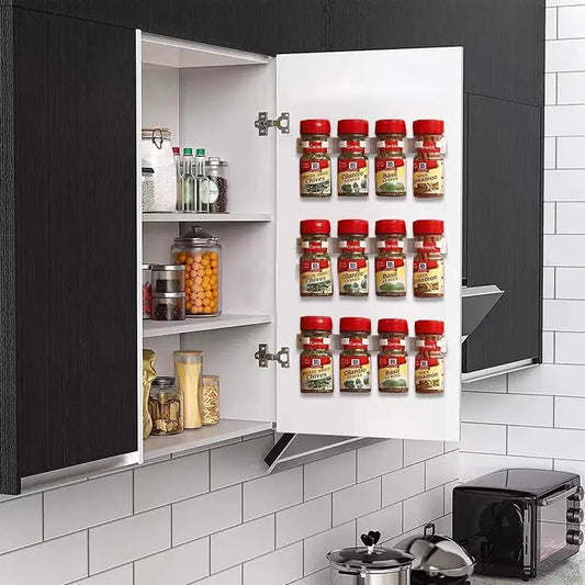 Suporte de parede para frascos de temperos, 2 peças, suporte de plástico cinza para cozinha, suporte para frascos de temperos, ferramenta de armazenamento de cozinha