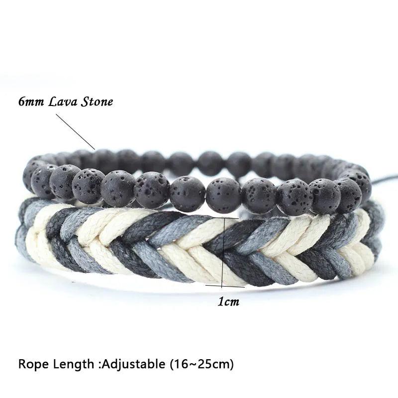 Earth & Fire Artisan Set – Coconut Husk & Lava Stone Bracelet - Trend Vibes