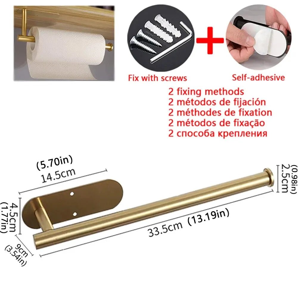 Kitchen Paper Towel Holder Adhesive Tissue Hanger Toilet Roll Paper Dispenser Cabinet Storage Napkin Rack Bathroom Accessories - Trend Vibes - 