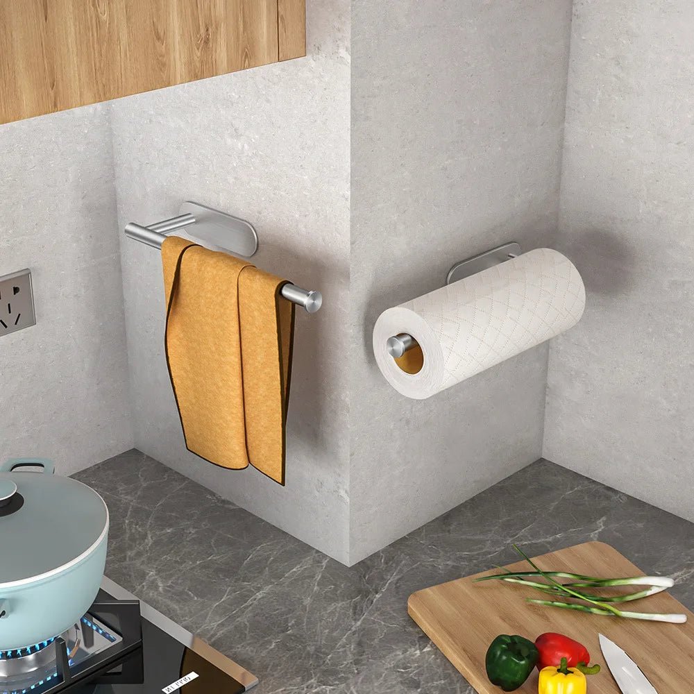 Kitchen Paper Towel Holder Adhesive Tissue Hanger Toilet Roll Paper Dispenser Cabinet Storage Napkin Rack Bathroom Accessories - Trend Vibes - 