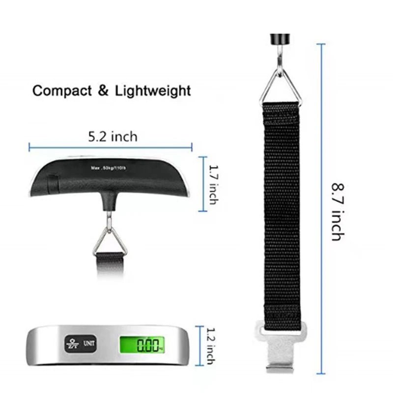 Portable Scale Digital LCD Display 110lb/50kg Electronic Luggage Hanging Suitcase Travel Weighs Baggage Bag Weight Balance Tools - Trend Vibes - 