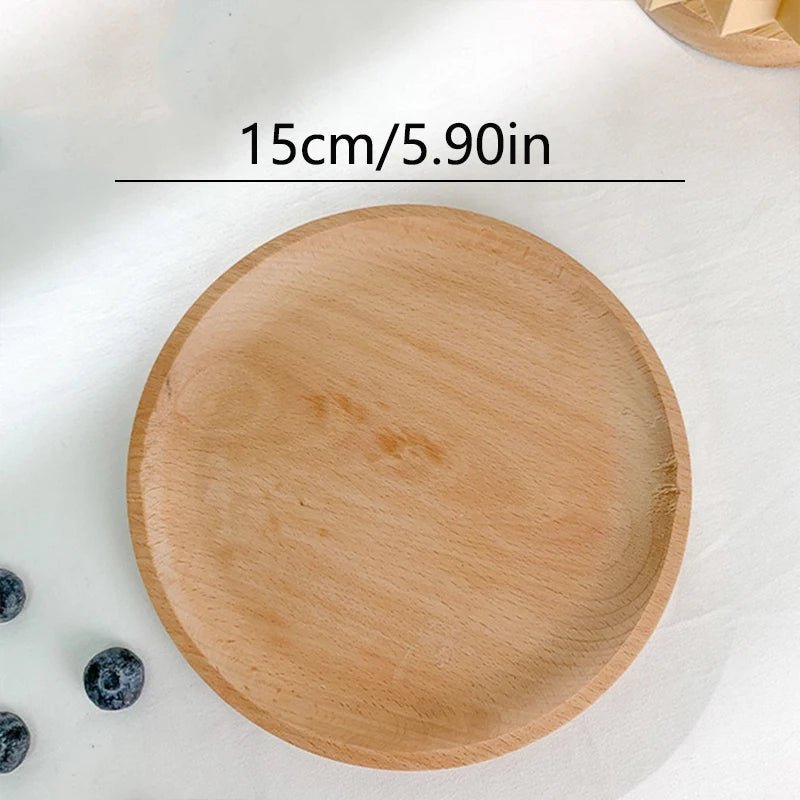 Wheat Stalk Tray Tableware Round Dessert Plate Japanese - Style Durable Heat Resistant Tray Coffee Tea Solid Wood Plate Tray - Trend Vibes - 