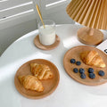 Wheat Stalk Tray Tableware Round Dessert Plate Japanese - Style Durable Heat Resistant Tray Coffee Tea Solid Wood Plate Tray - Trend Vibes - 