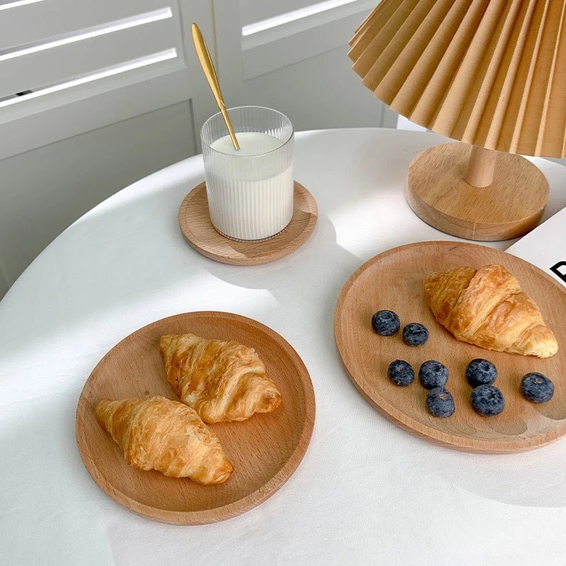 Wheat Stalk Tray Tableware Round Dessert Plate Japanese - Style Durable Heat Resistant Tray Coffee Tea Solid Wood Plate Tray - Trend Vibes - 